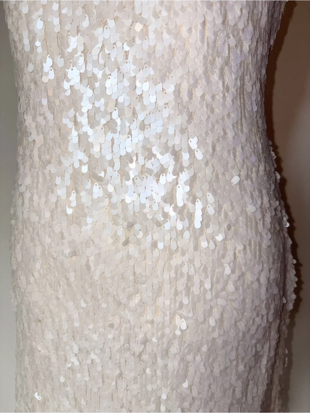 White House Black Market Ivory Sequin Scoop Neck Tank Dress Size 10 - Picture 6 of 8